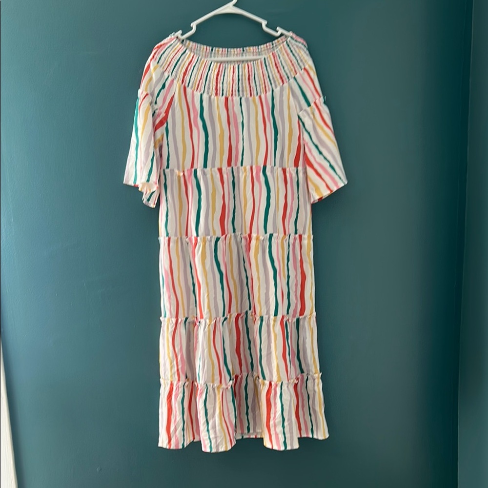 Sunday Up Multi-colored, tiered Midi Dress